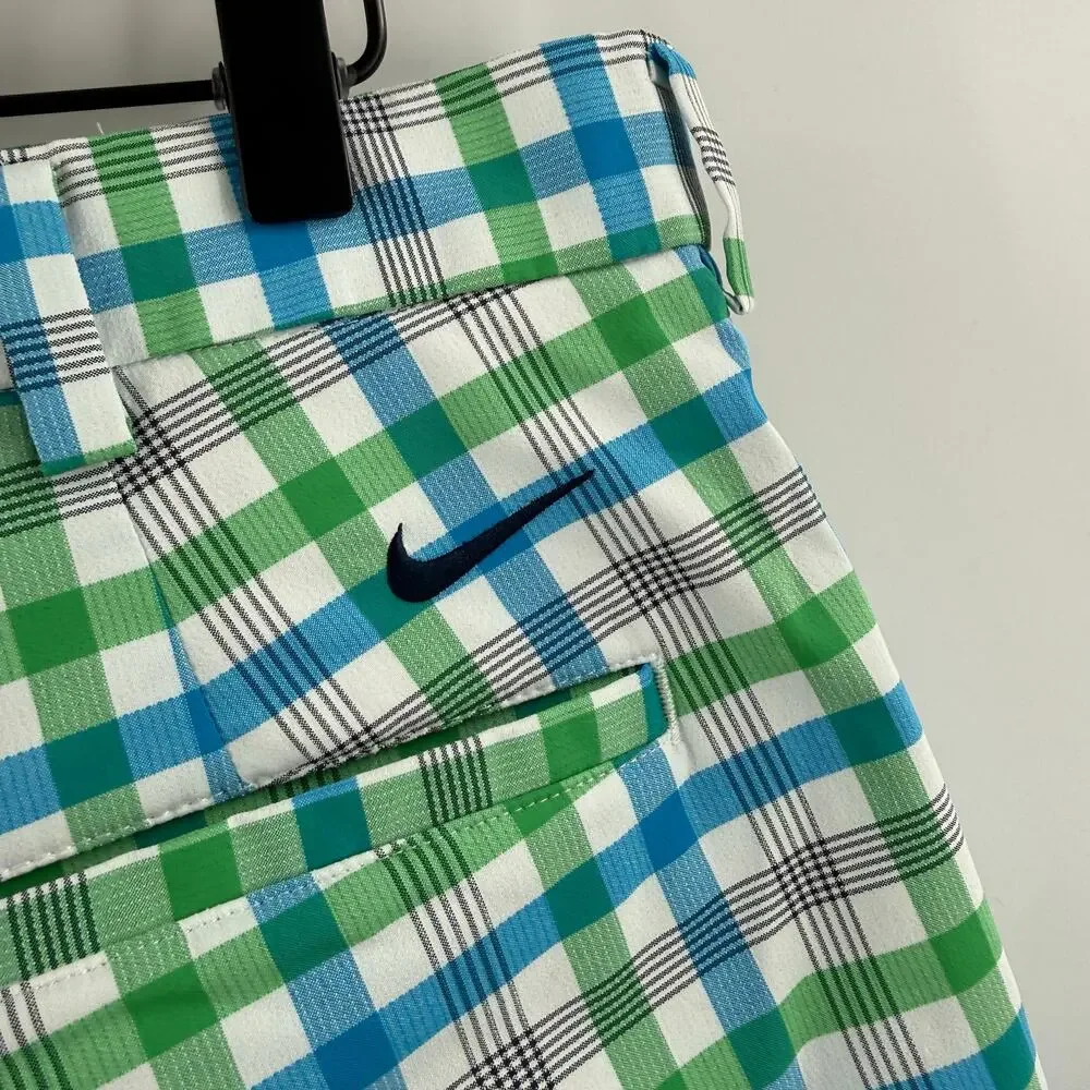 Nike Golf Shorts Men's Size 32 Medium Core Dri-Fit Plaid Performance Flat Front